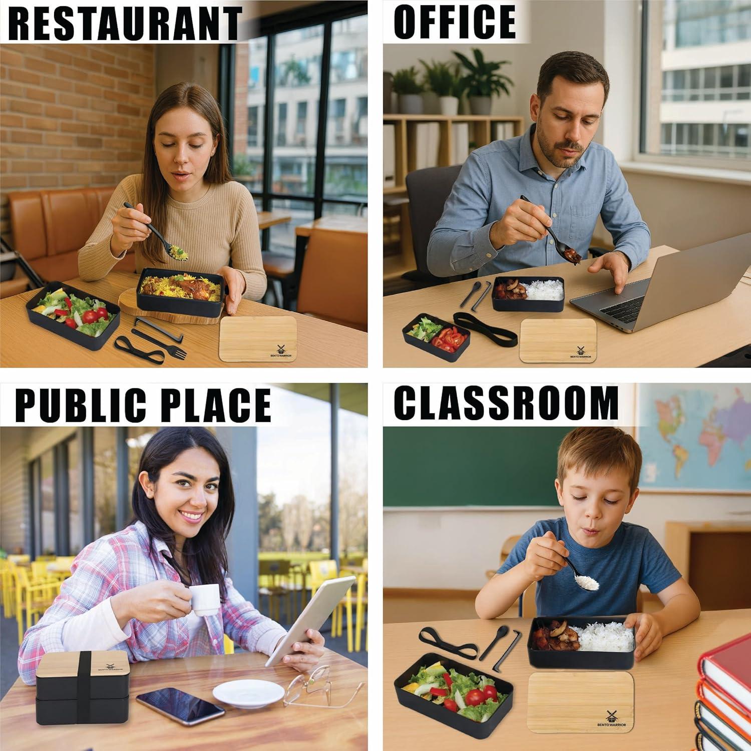 Caja Bento Apilable Bento Warrior con Compartimentos 4 Tazas