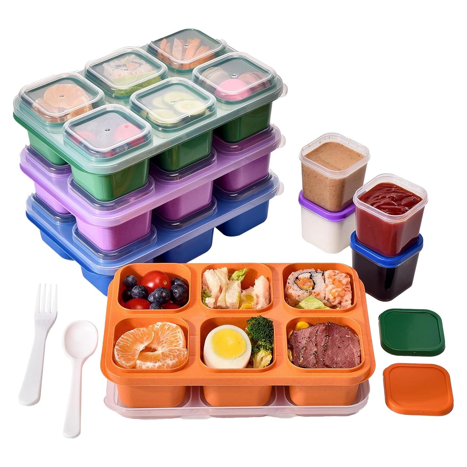 Paquete de 4 cajas bento Galaitop 1100ml con 6 compartimentos