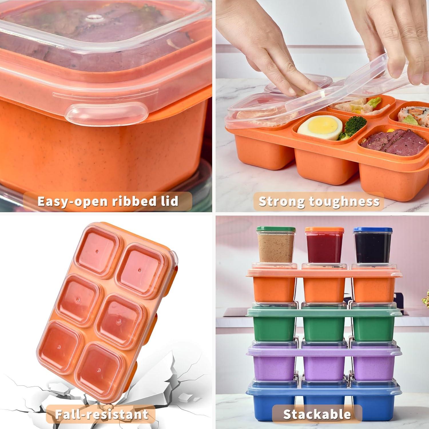 Paquete de 4 cajas bento Galaitop 1100ml con 6 compartimentos