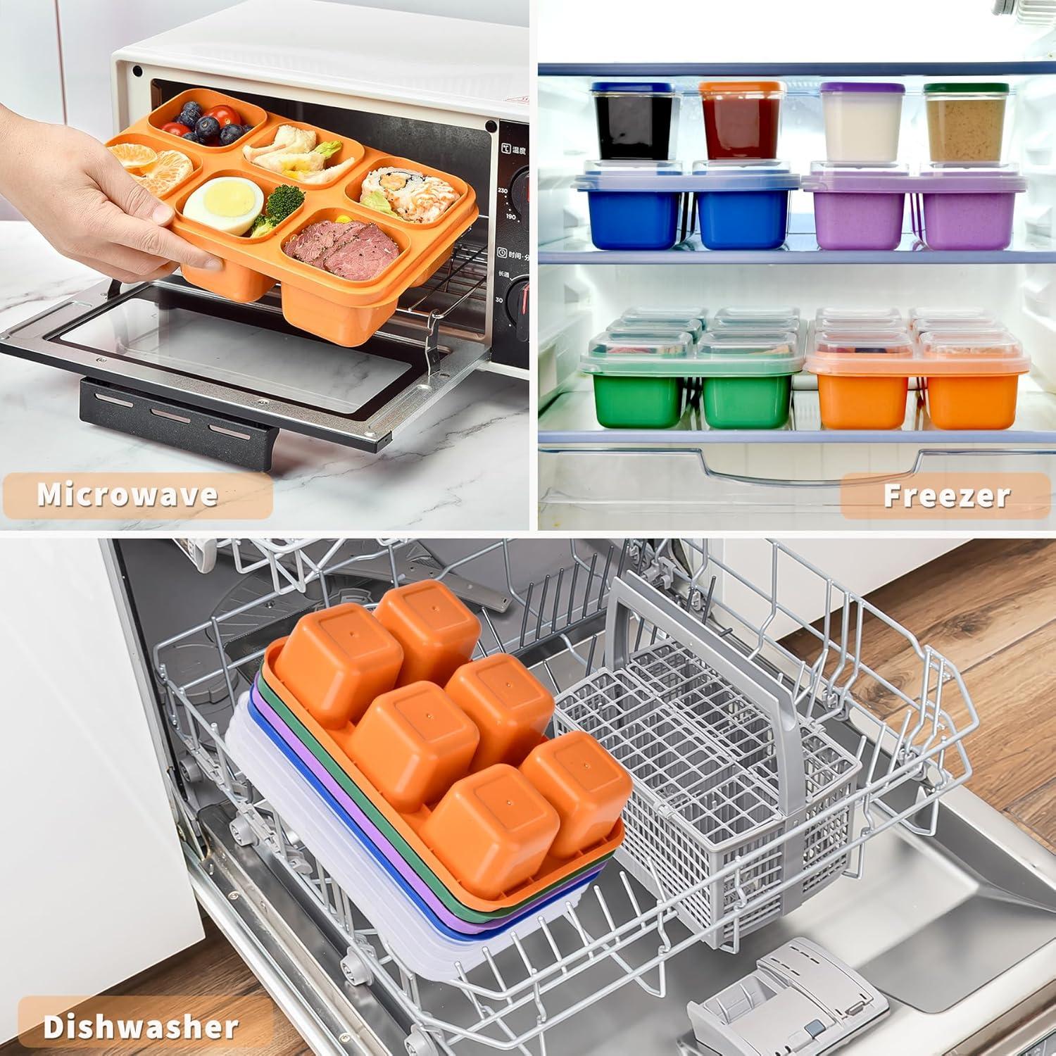 Paquete de 4 cajas bento Galaitop 1100ml con 6 compartimentos