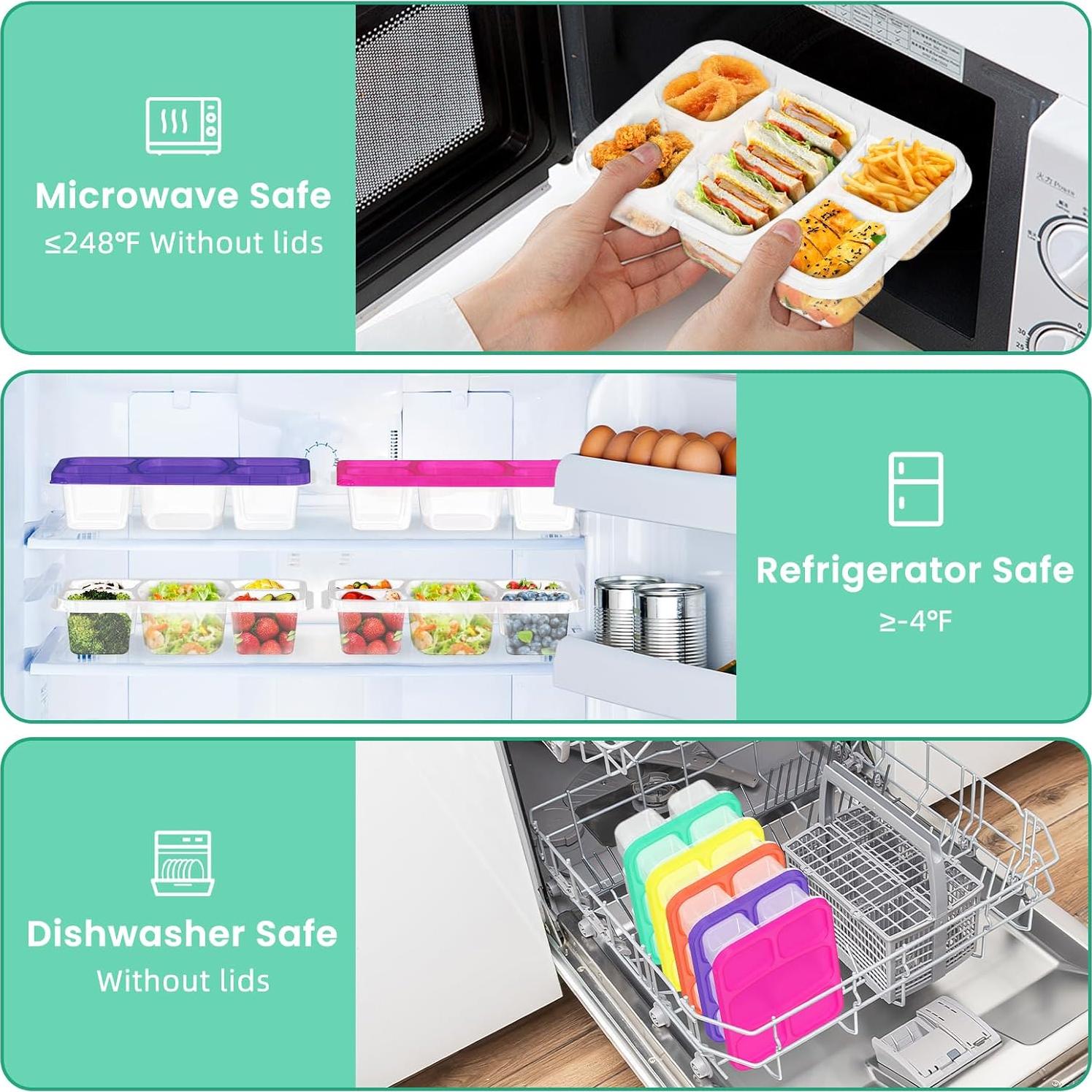 Set de 5 Cajas Bento IVEETTY 5 Compartimentos Reutilizables