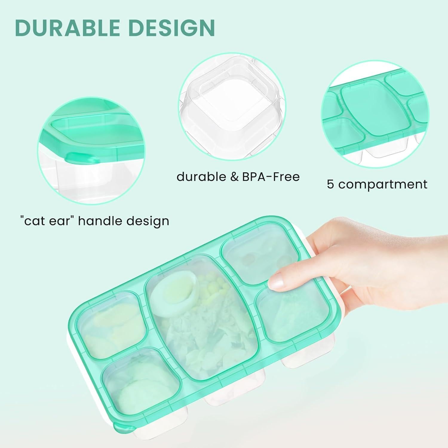 Set de 5 Cajas Bento IVEETTY 5 Compartimentos Reutilizables