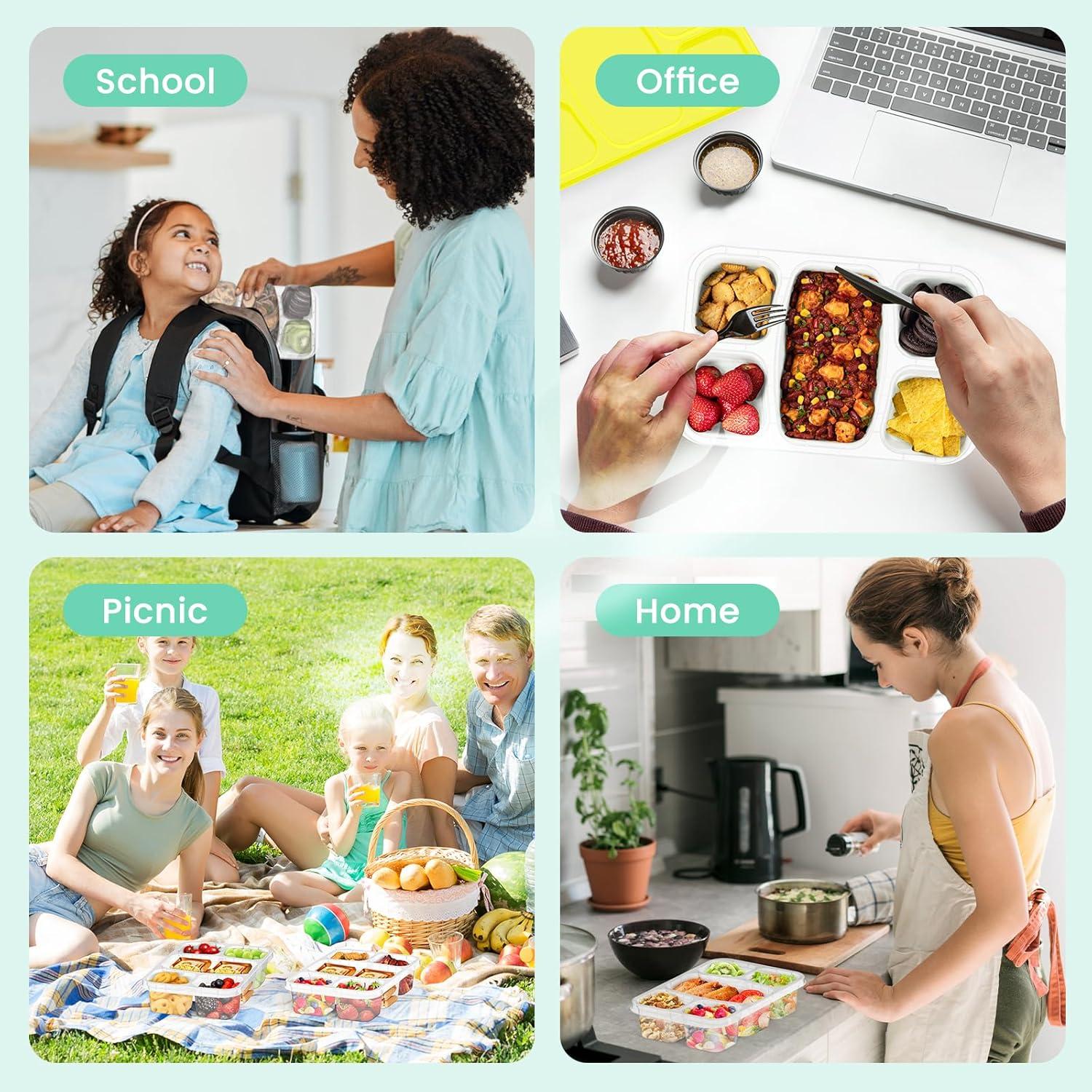 Set de 5 Cajas Bento IVEETTY 5 Compartimentos Reutilizables