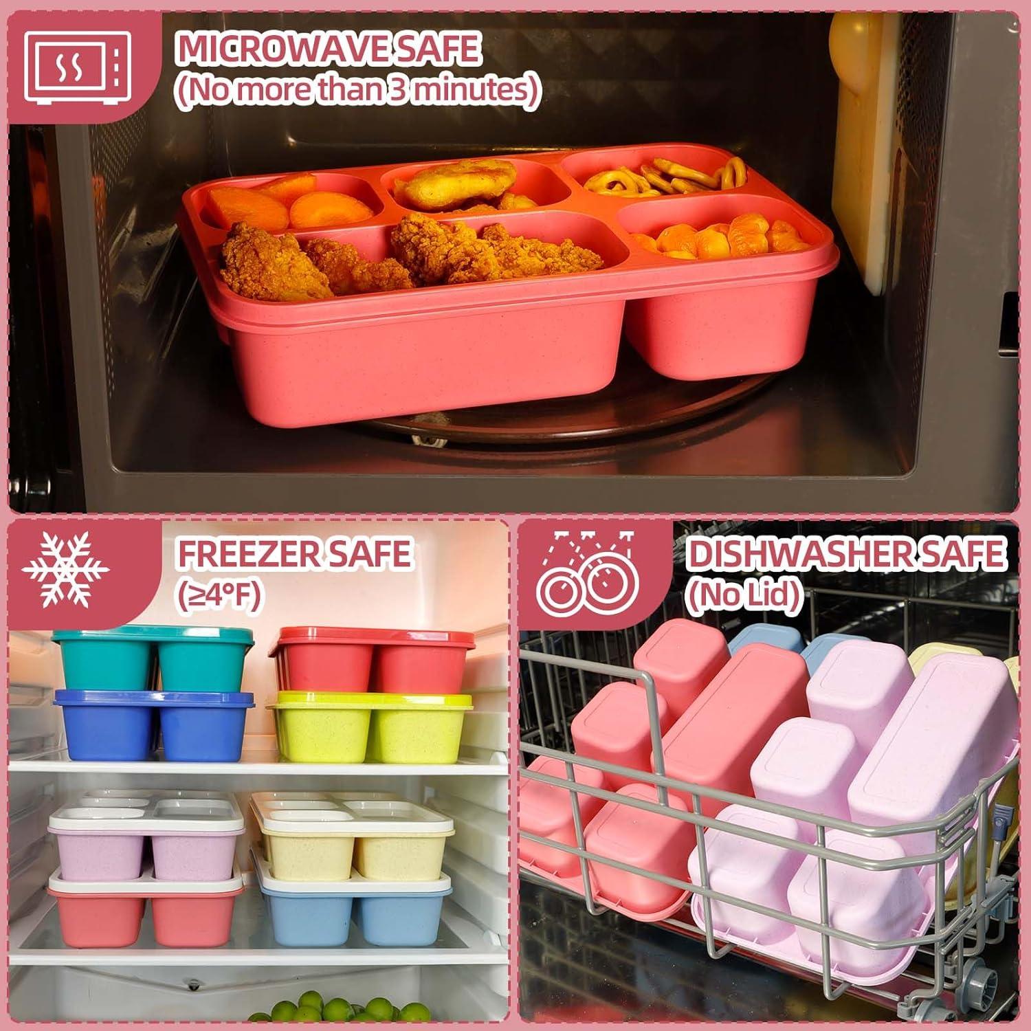 Cajas de Almuerzo Bento Caperci 5 Compartimentos 1300ml - 4 Pzs