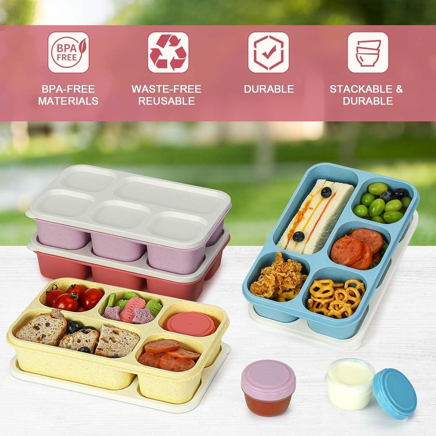Cajas de Almuerzo Bento Caperci 5 Compartimentos 1300ml - 4 Pzs