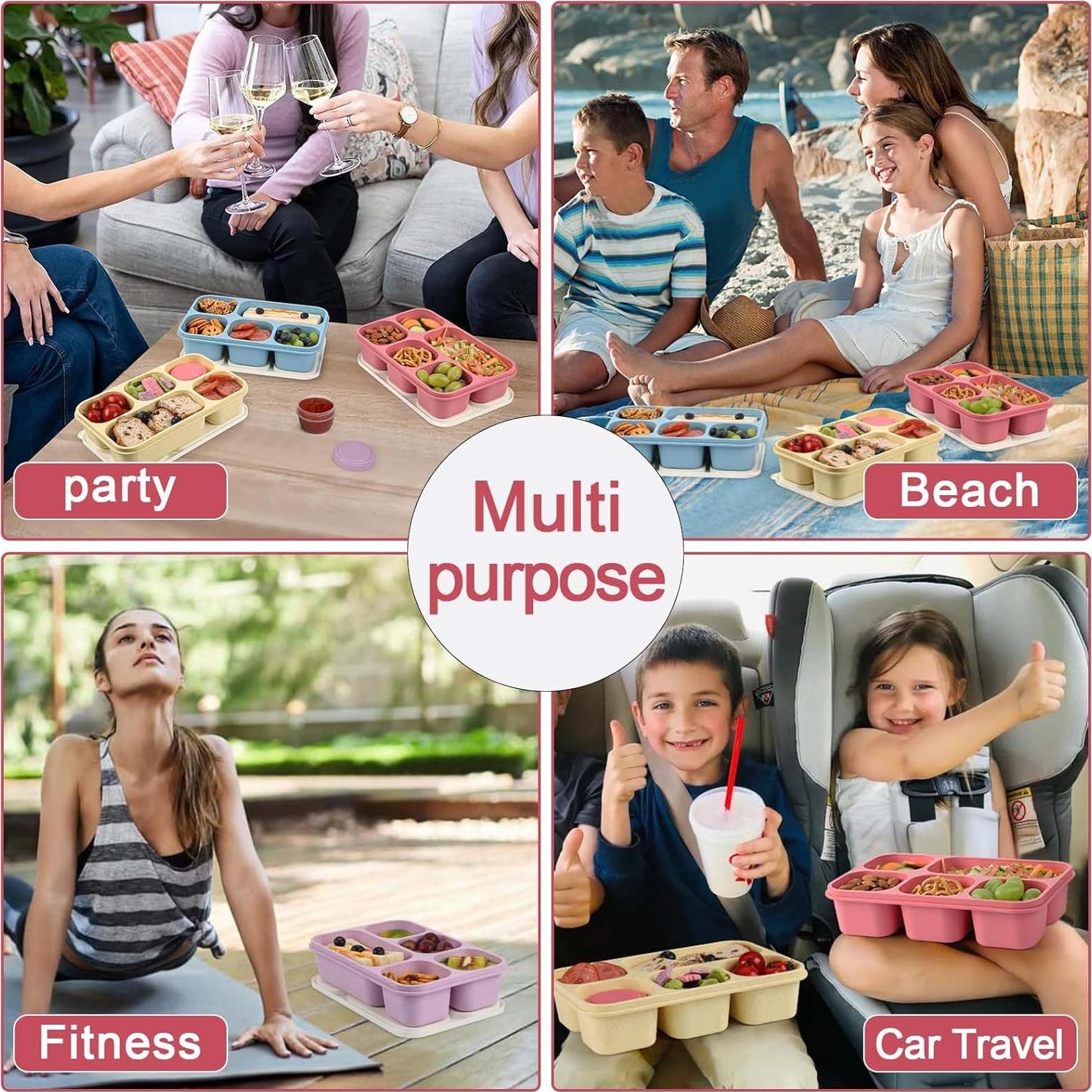 Cajas de Almuerzo Bento Caperci 5 Compartimentos 1300ml - 4 Pzs