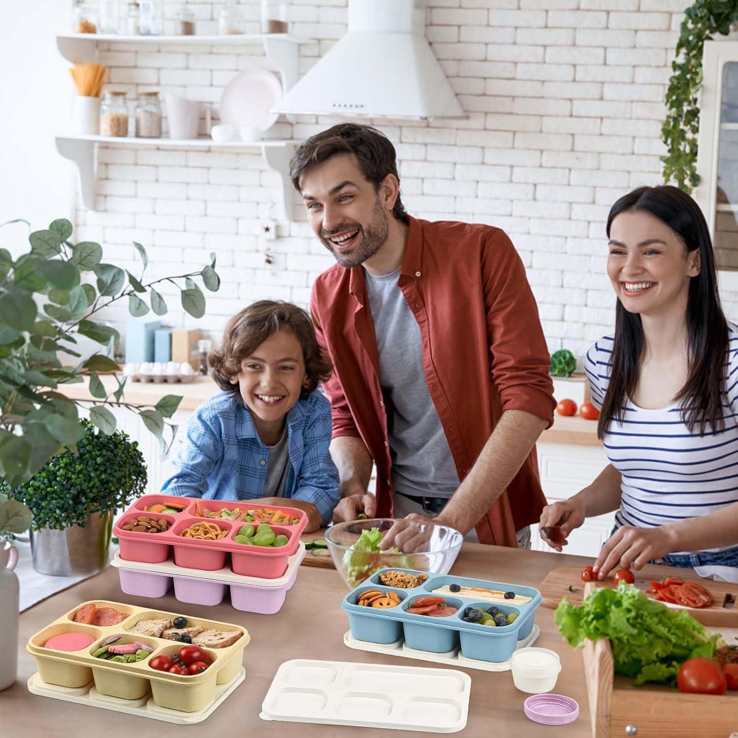 Cajas de Almuerzo Bento Caperci 5 Compartimentos 1300ml - 4 Pzs