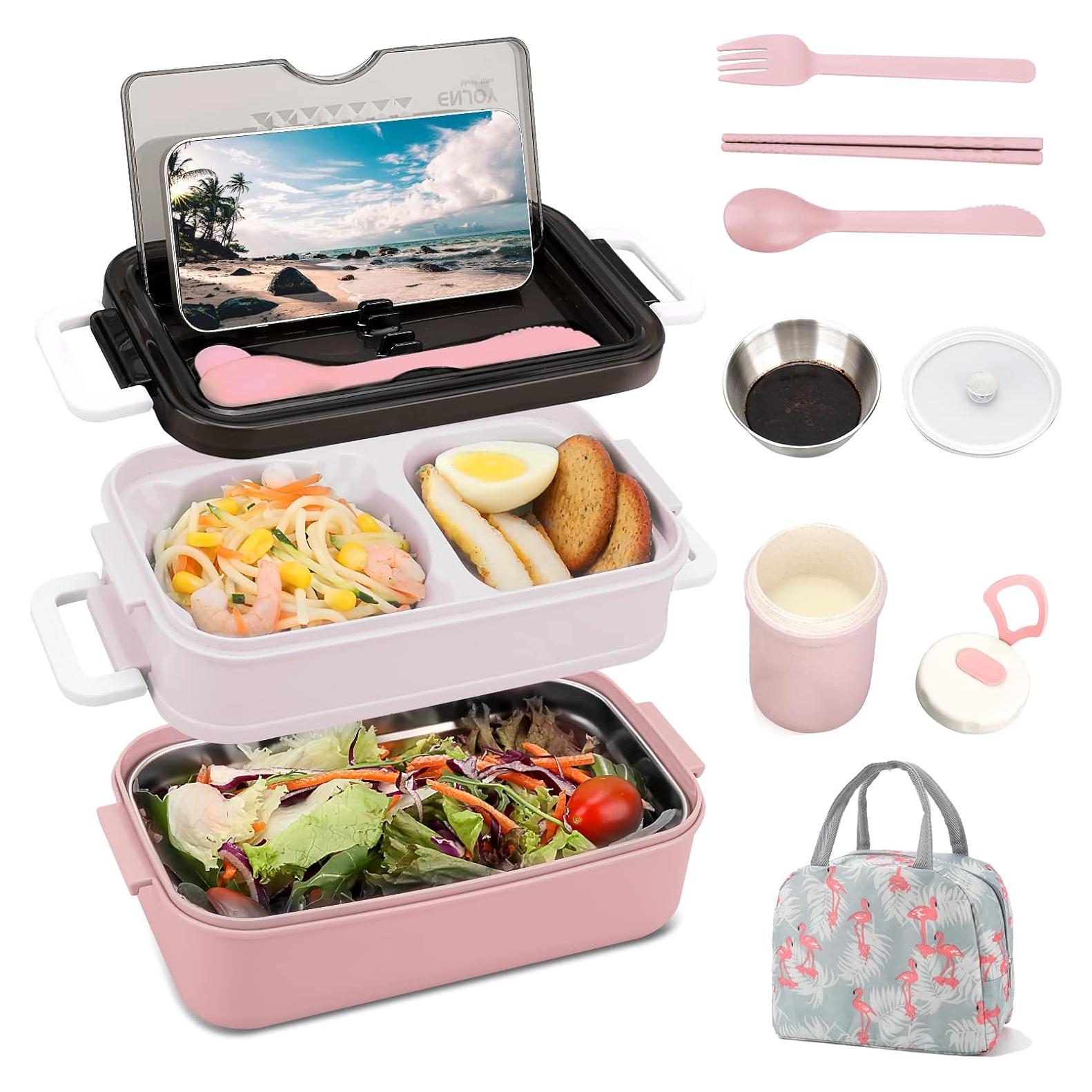 Caja de Almuerzo Bento SAVTON Doble Capa 1200ml Rosa Libre BPA