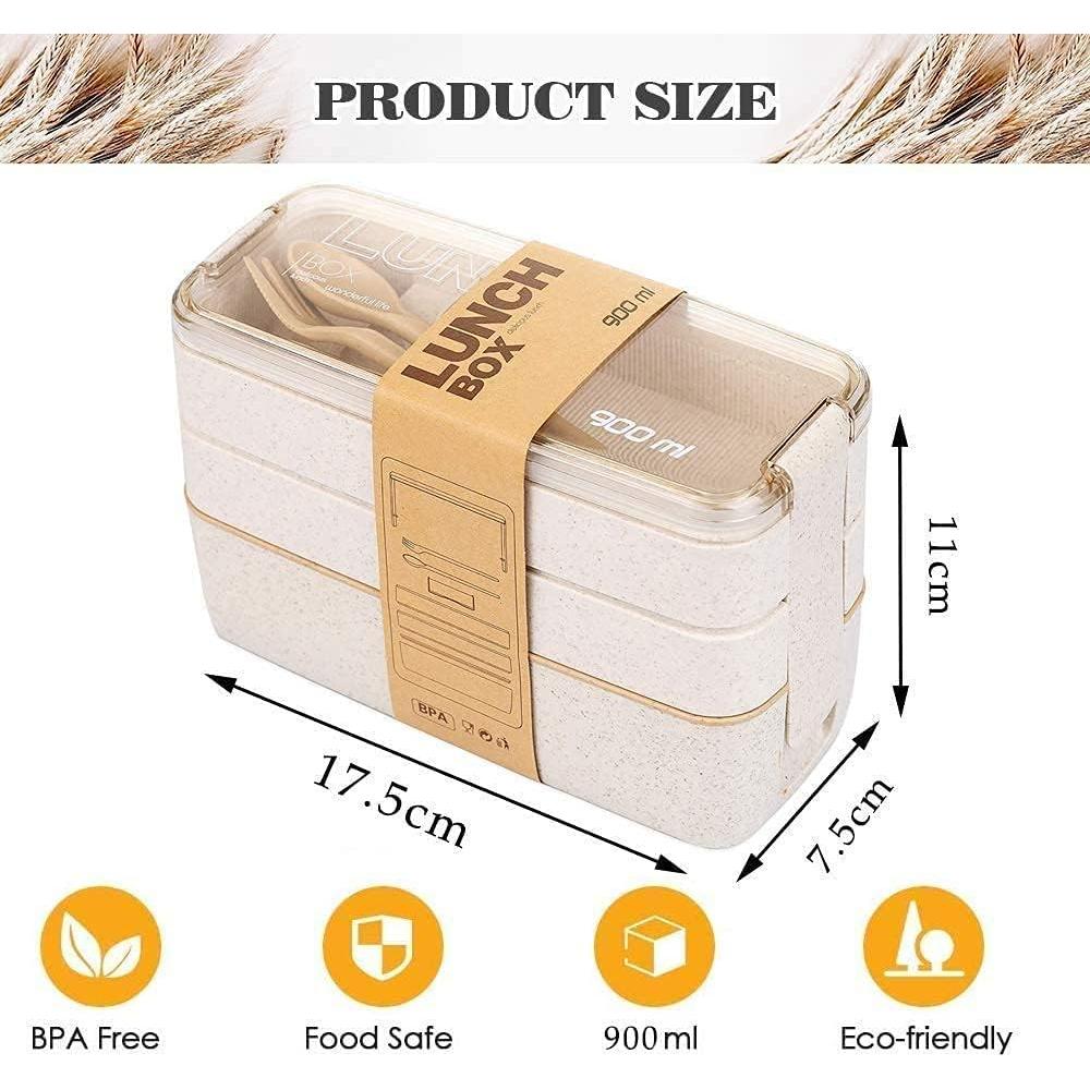 Caja Bento AsFrost 900ML 3-en-1 a Prueba de Fugas Beige