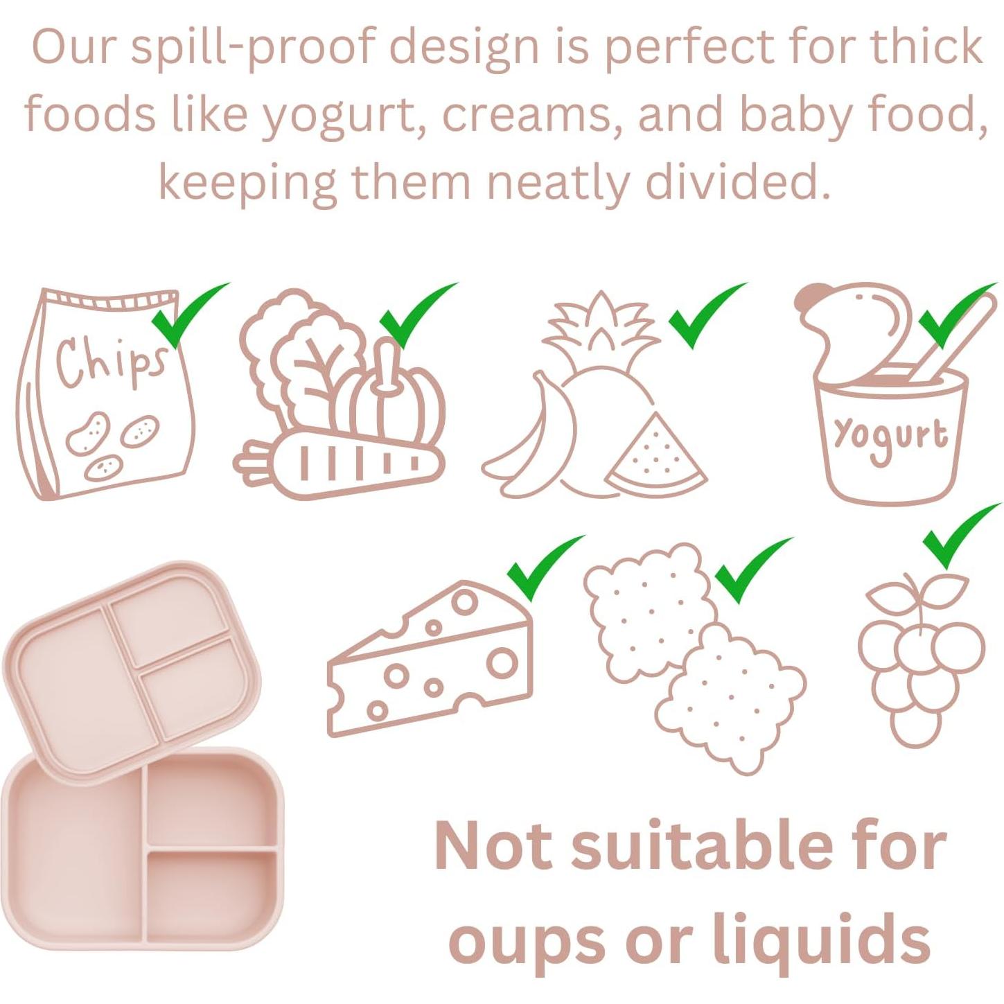 Caja Bento de Silicona AliOli Rosa 750ml a Prueba de Derrames