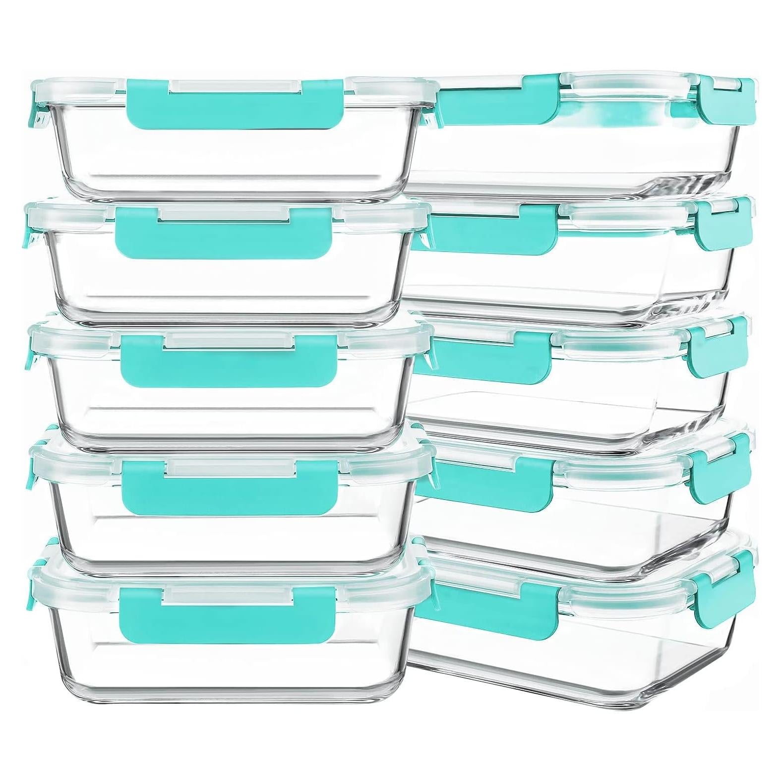 10 Contenedores de Vidrio KOMUEE 30 oz Herméticos Verde