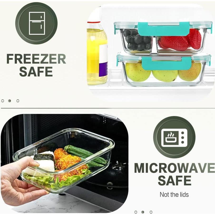 10 Contenedores de Vidrio KOMUEE 30 oz Herméticos Verde