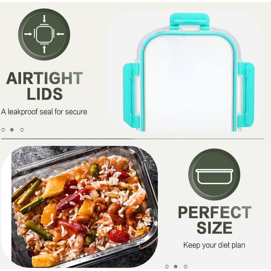 10 Contenedores de Vidrio KOMUEE 30 oz Herméticos Verde