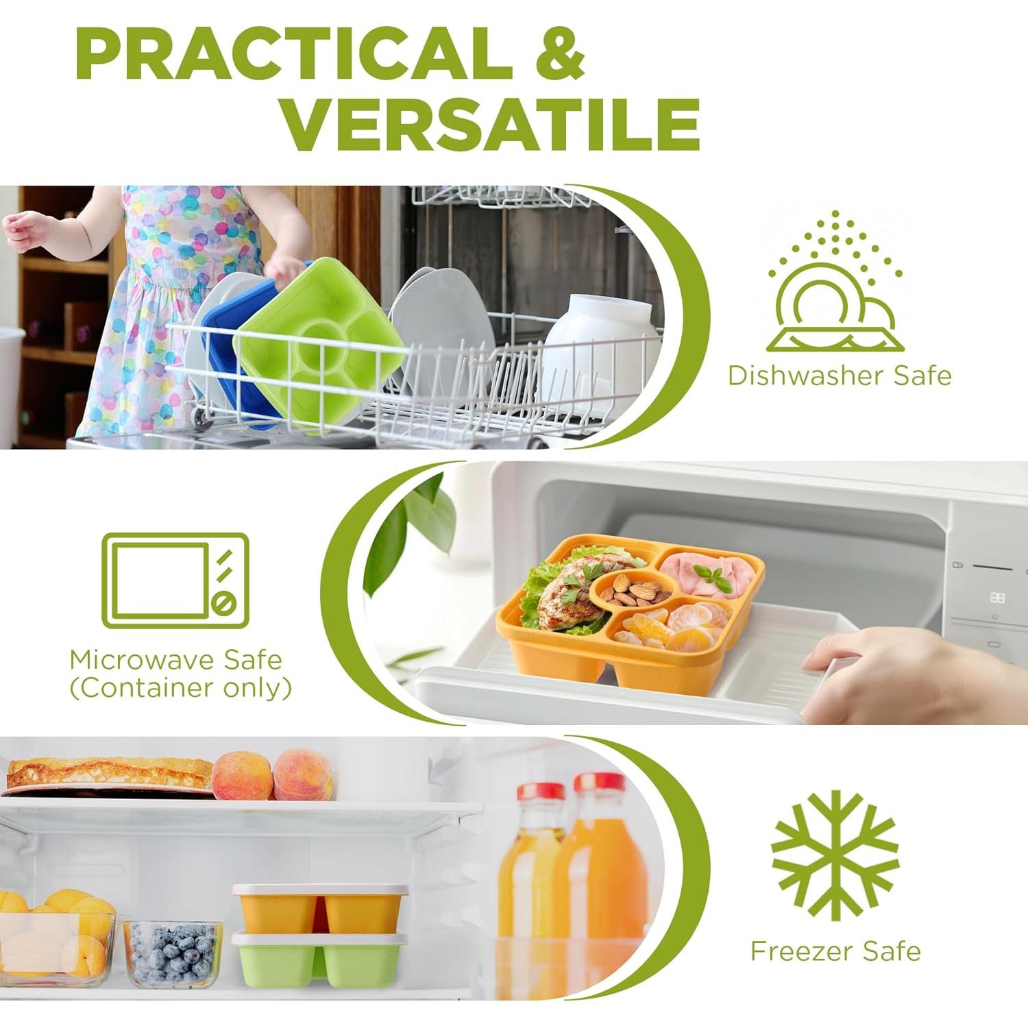 Contenedores Bento Reutilizables 4 Pzas Color Joya 750 ml