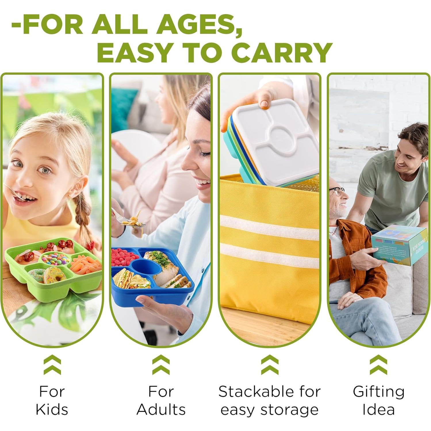 Contenedores Bento Reutilizables 4 Pzas Color Joya 750 ml