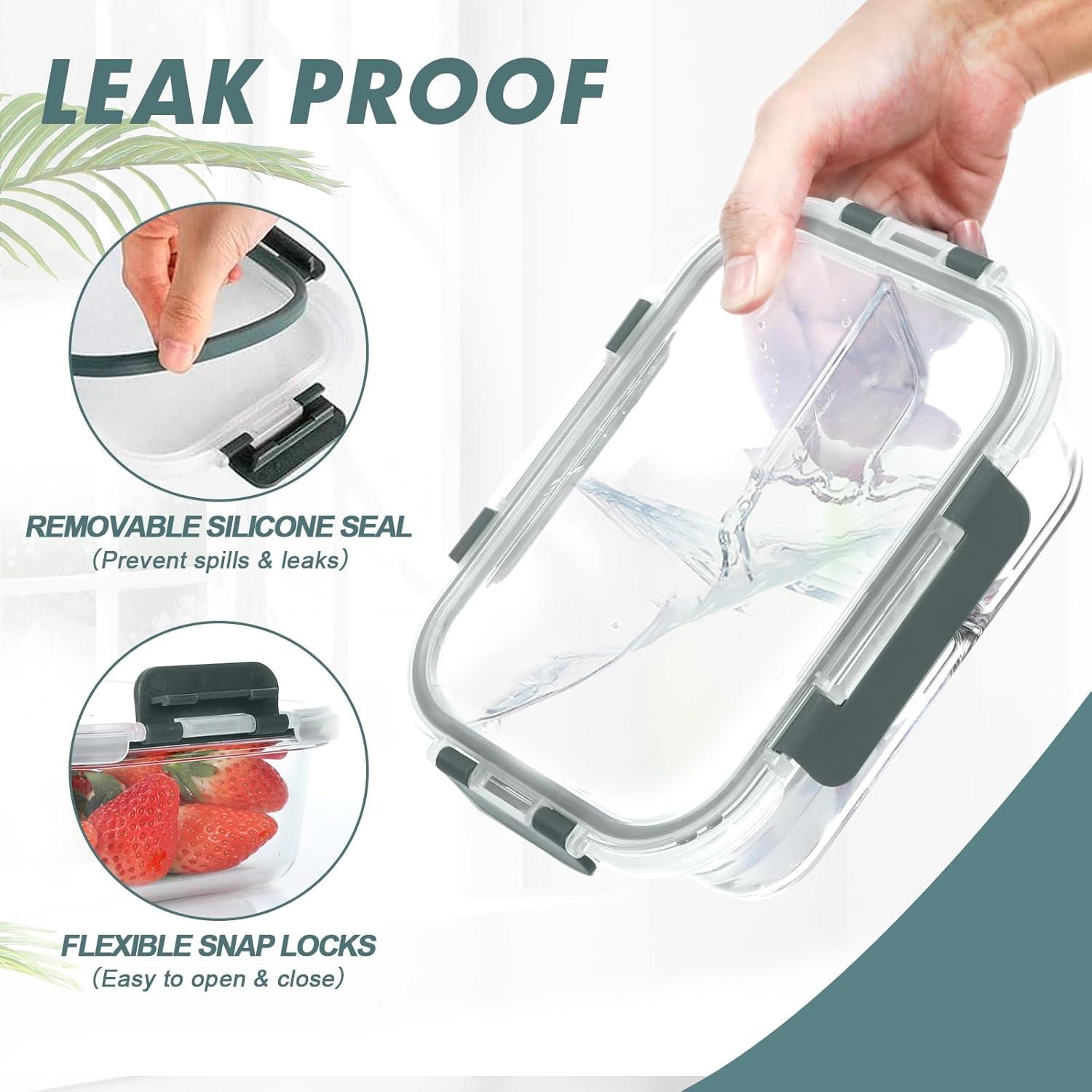 Contenedores de Comida de Vidrio KOMUEE 3 Compartimentos 1.07L