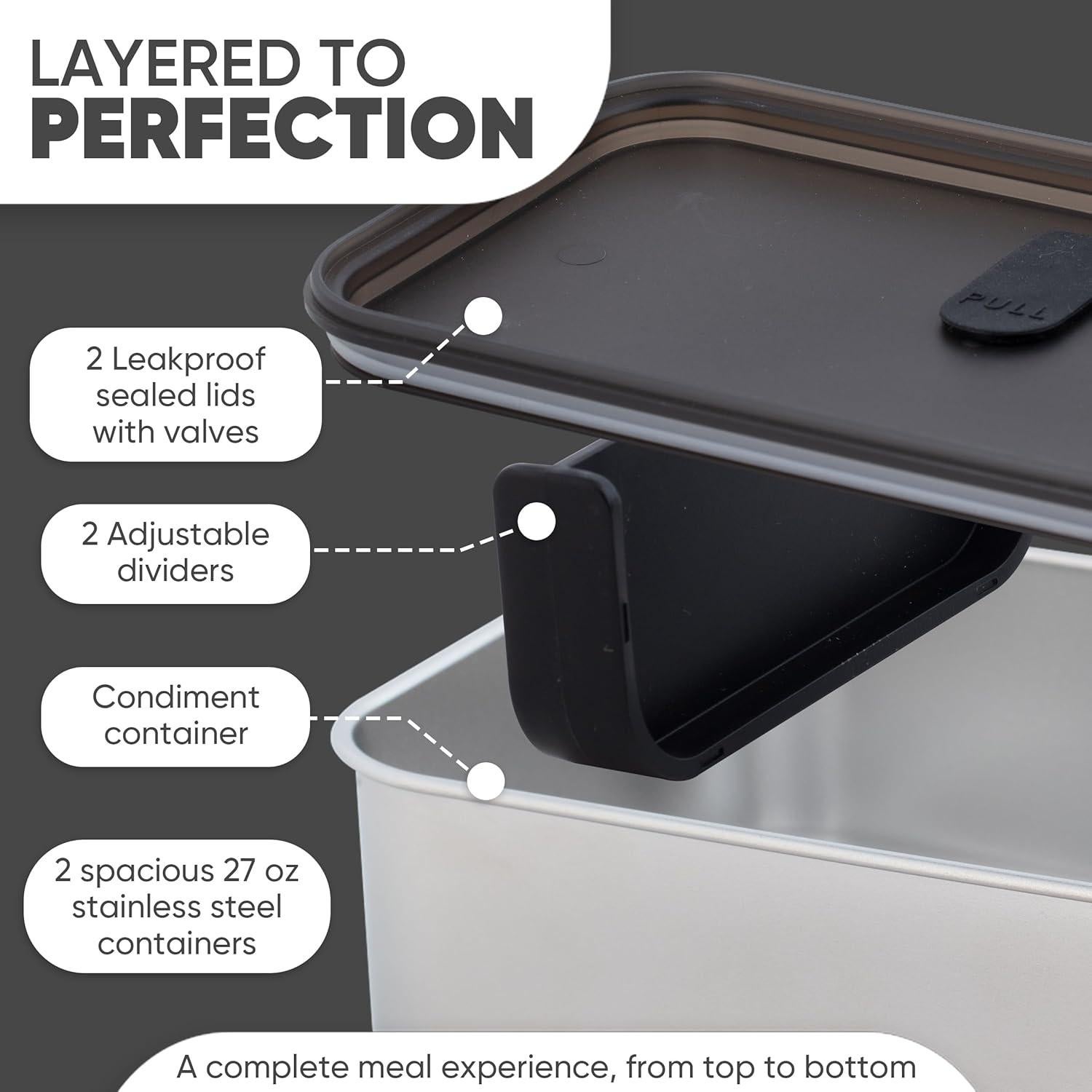 Caja Bento Acero Inoxidable Modaniam 54 Oz A prueba de Fugas