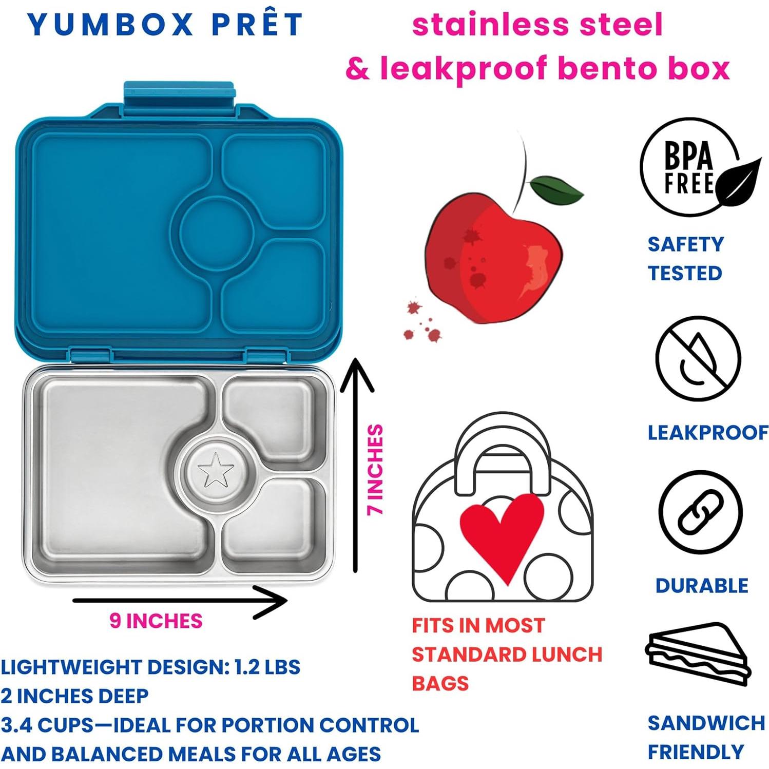 Caja Bento Yumbox Prêt Acero Inoxidable 0.81L Azul Normandía