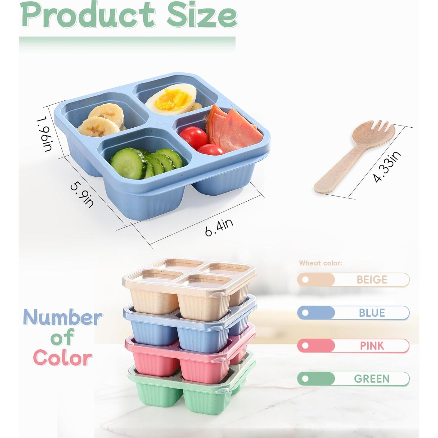 Contenedores de Snack DIMBRAH 4 Compartimentos Reutilizables