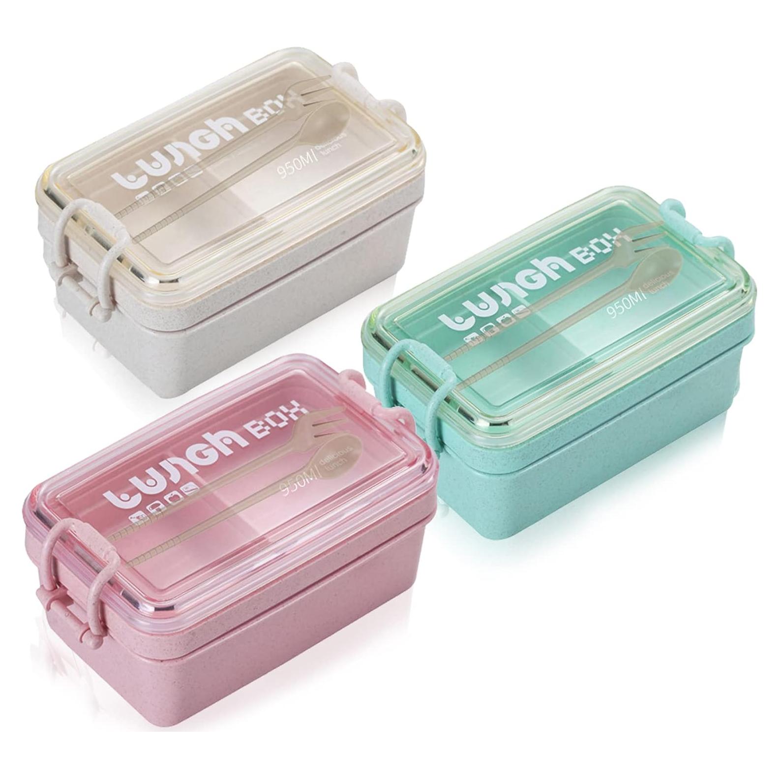 Caja Bento Yesland 3 Piezas 950ml Apilable para Adultos