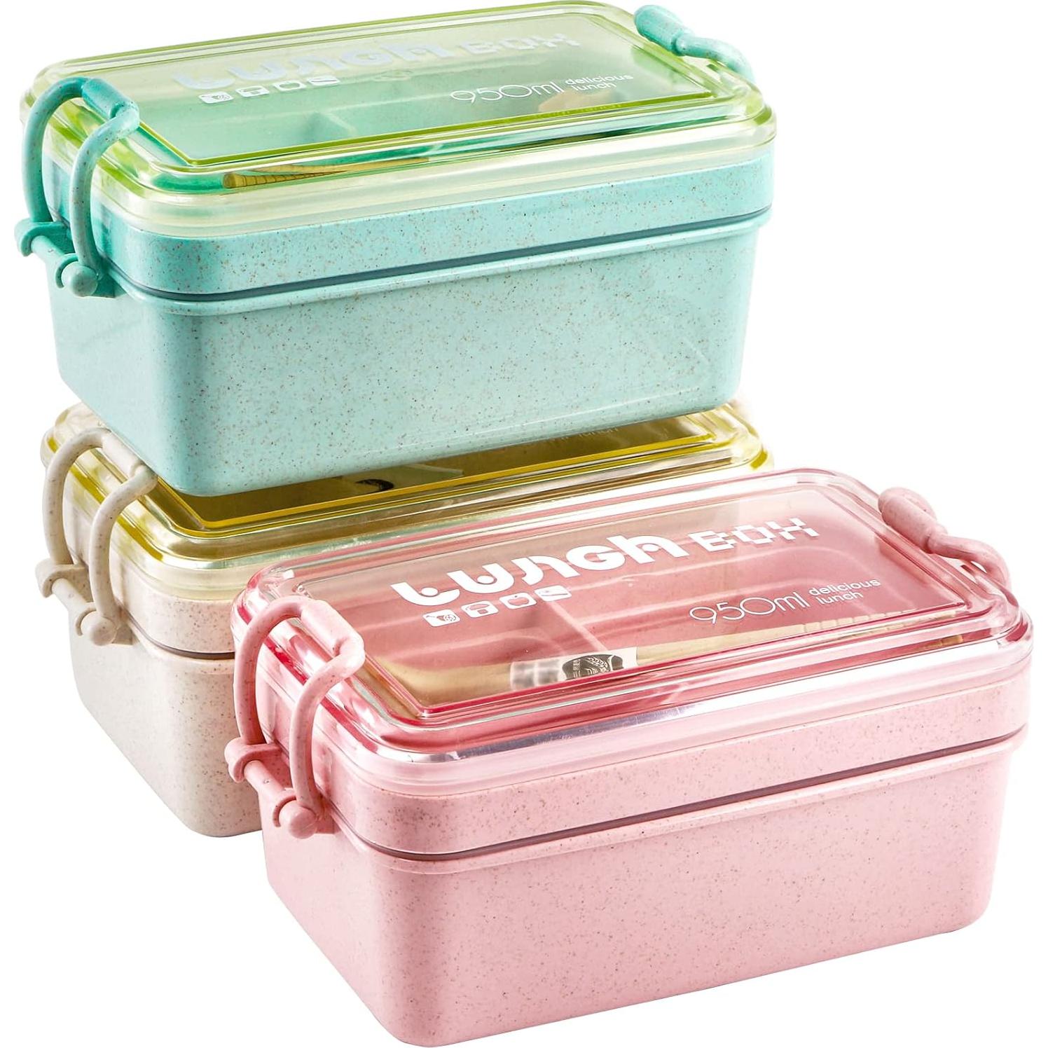 Caja Bento Yesland 3 Piezas 950ml Apilable para Adultos