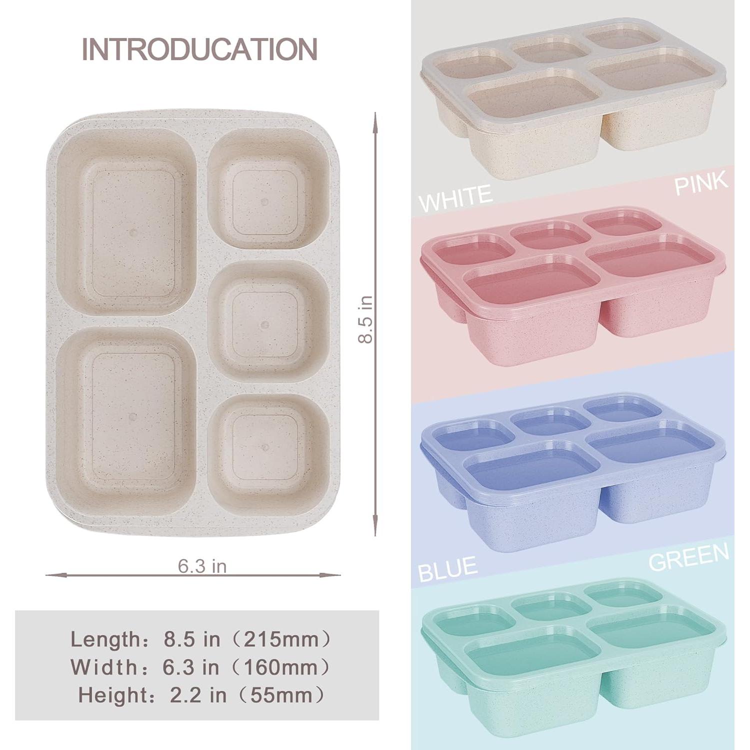 Caja Bento Almuerzo 4 Piezas TOUWMX 5 Compartimentos Reutilizables