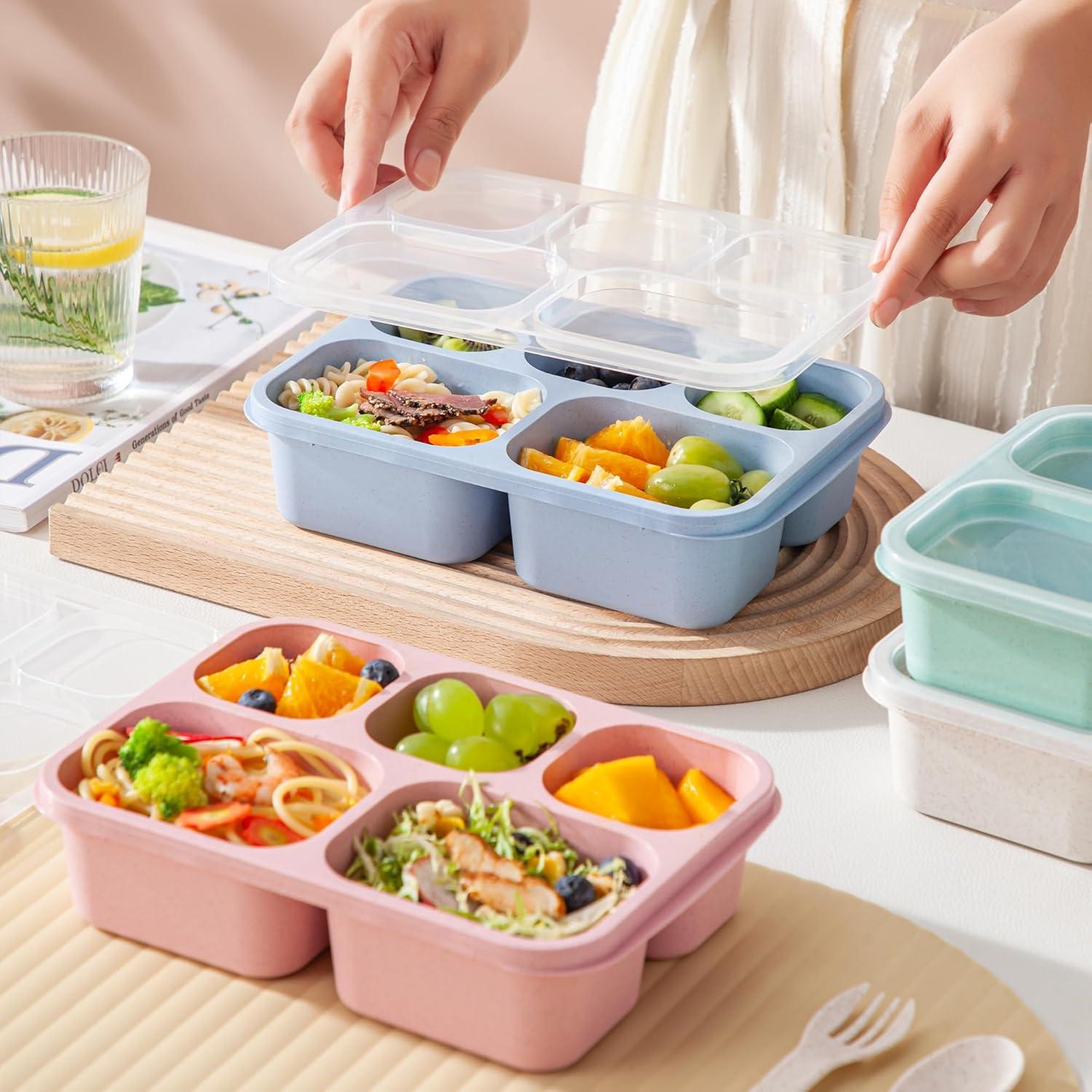 Caja Bento Almuerzo 4 Piezas TOUWMX 5 Compartimentos Reutilizables