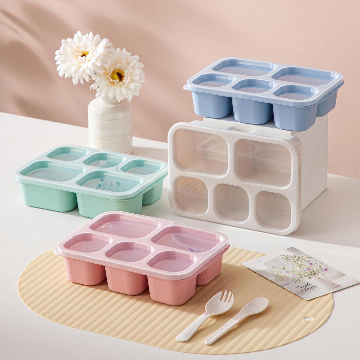 Caja Bento Almuerzo 4 Piezas TOUWMX 5 Compartimentos Reutilizables