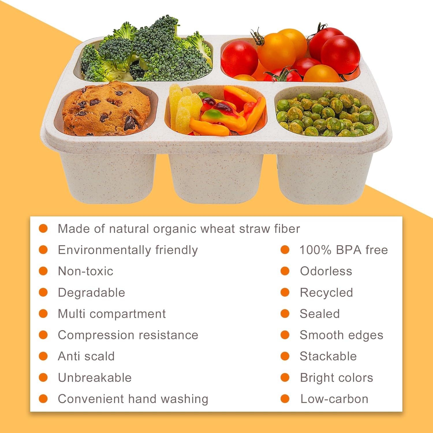 Caja Bento Almuerzo 4 Piezas TOUWMX 5 Compartimentos Reutilizables