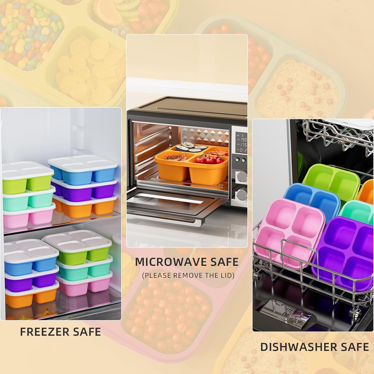 Contenedores de Snack Bento KEMETHY 6 Pcs 4 Compartimentos