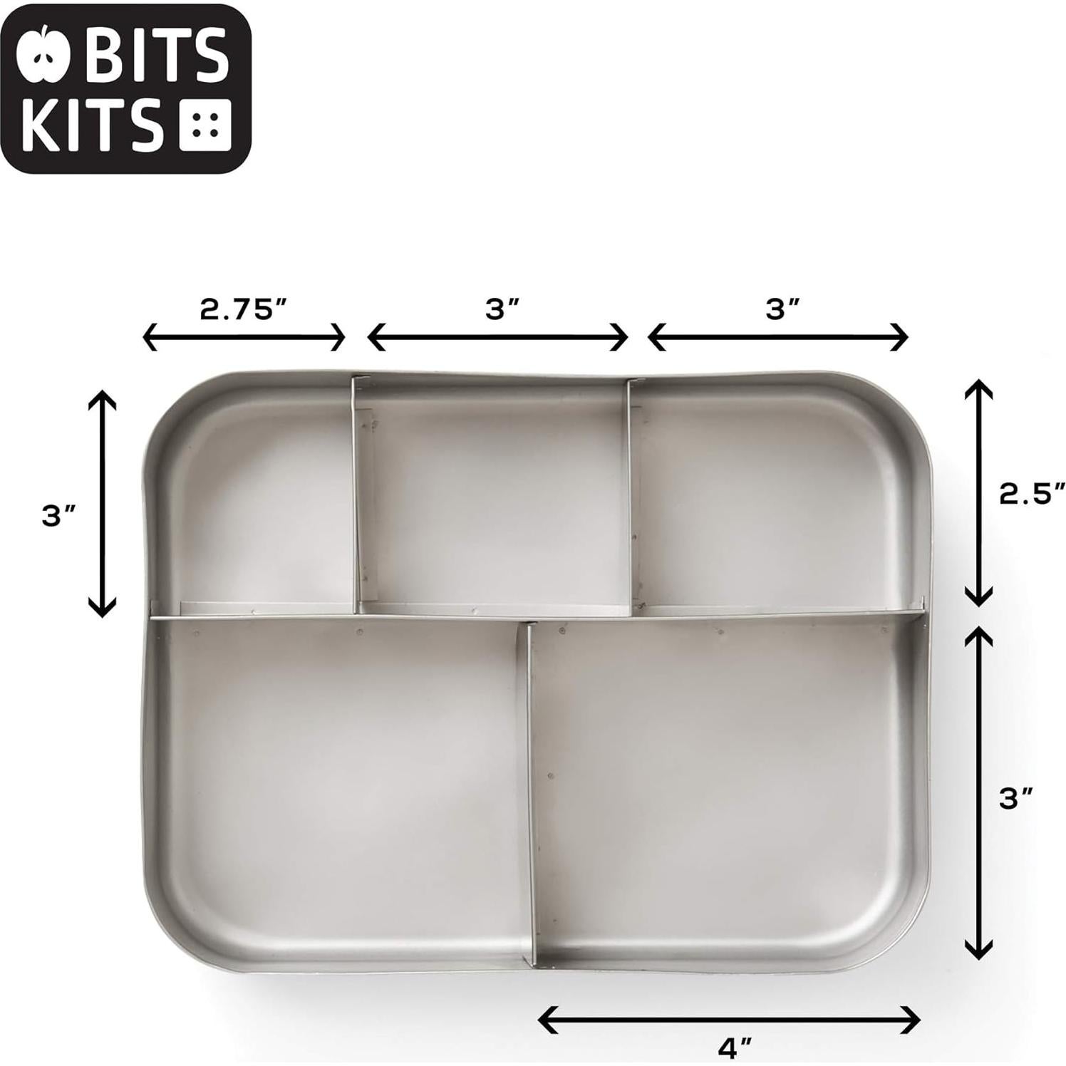 Contenedor Bento Box de Acero Inoxidable Bits Kits, 5 Secciones