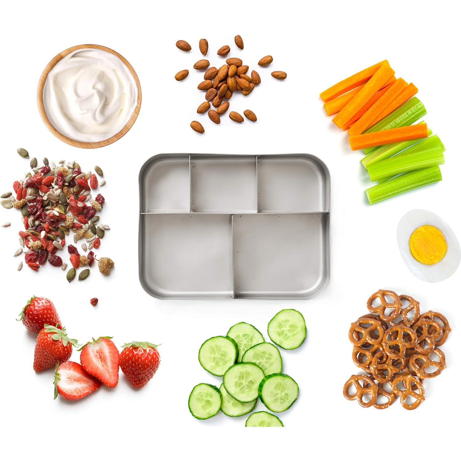 Contenedor Bento Box de Acero Inoxidable Bits Kits, 5 Secciones