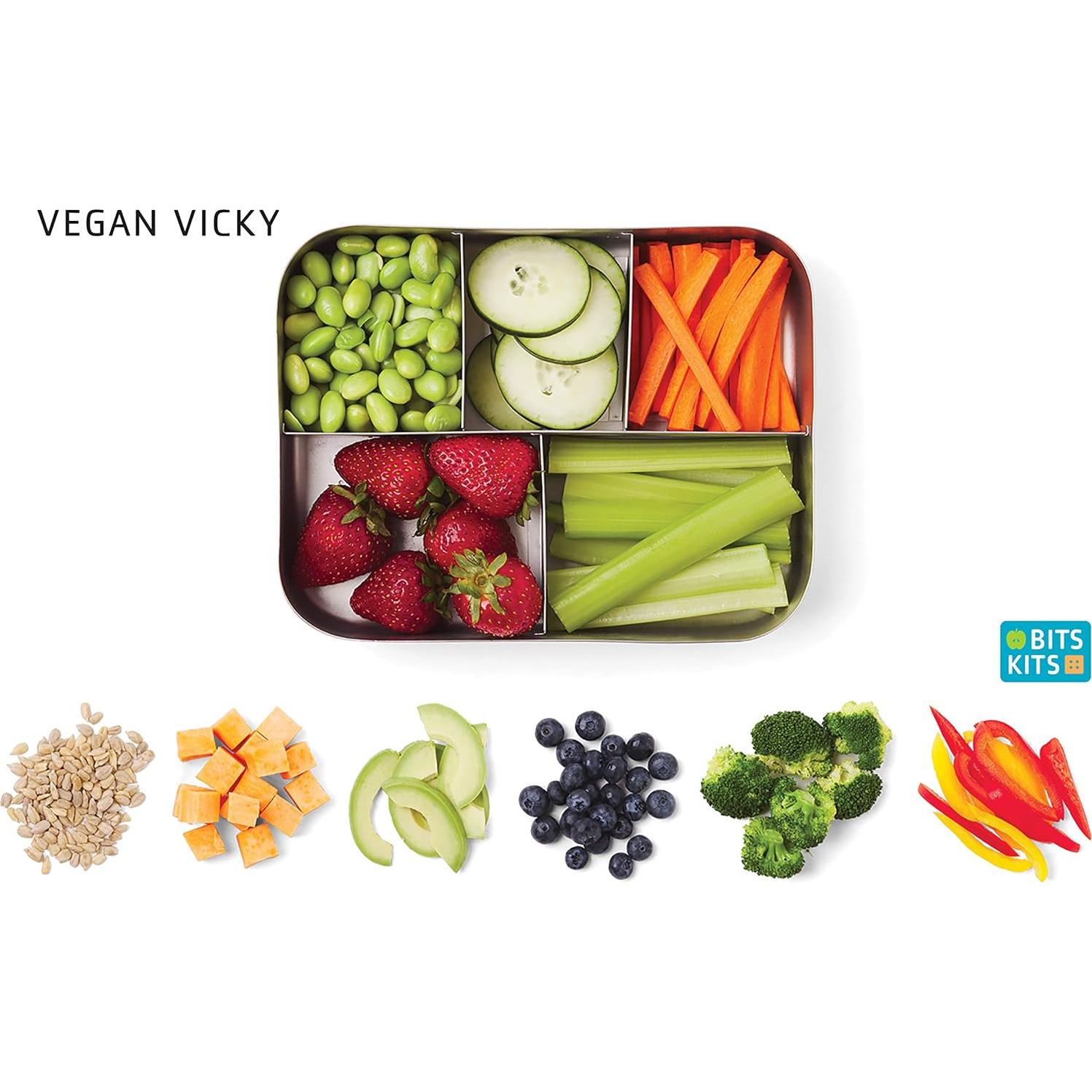 Contenedor Bento Box de Acero Inoxidable Bits Kits, 5 Secciones