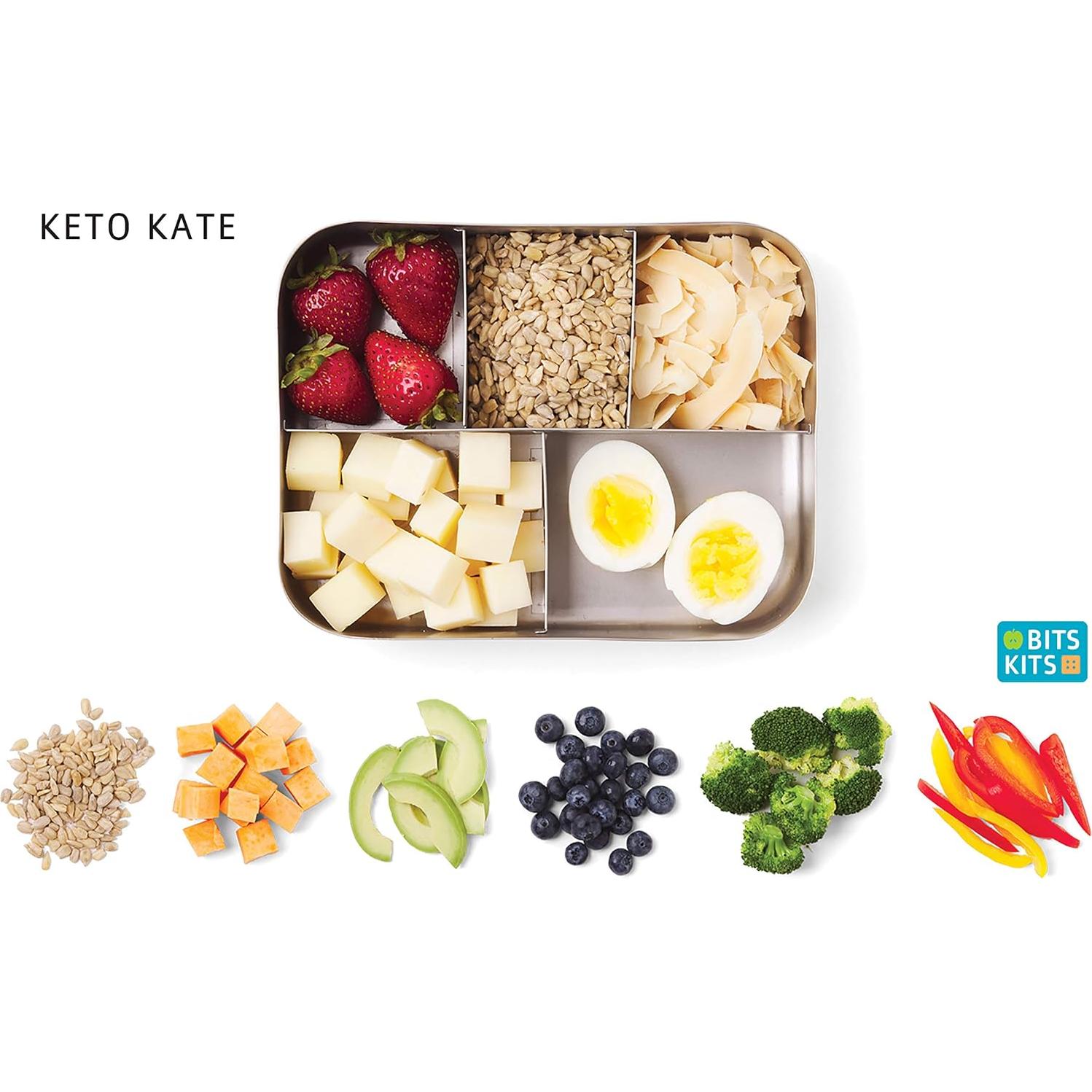 Contenedor Bento Box de Acero Inoxidable Bits Kits, 5 Secciones