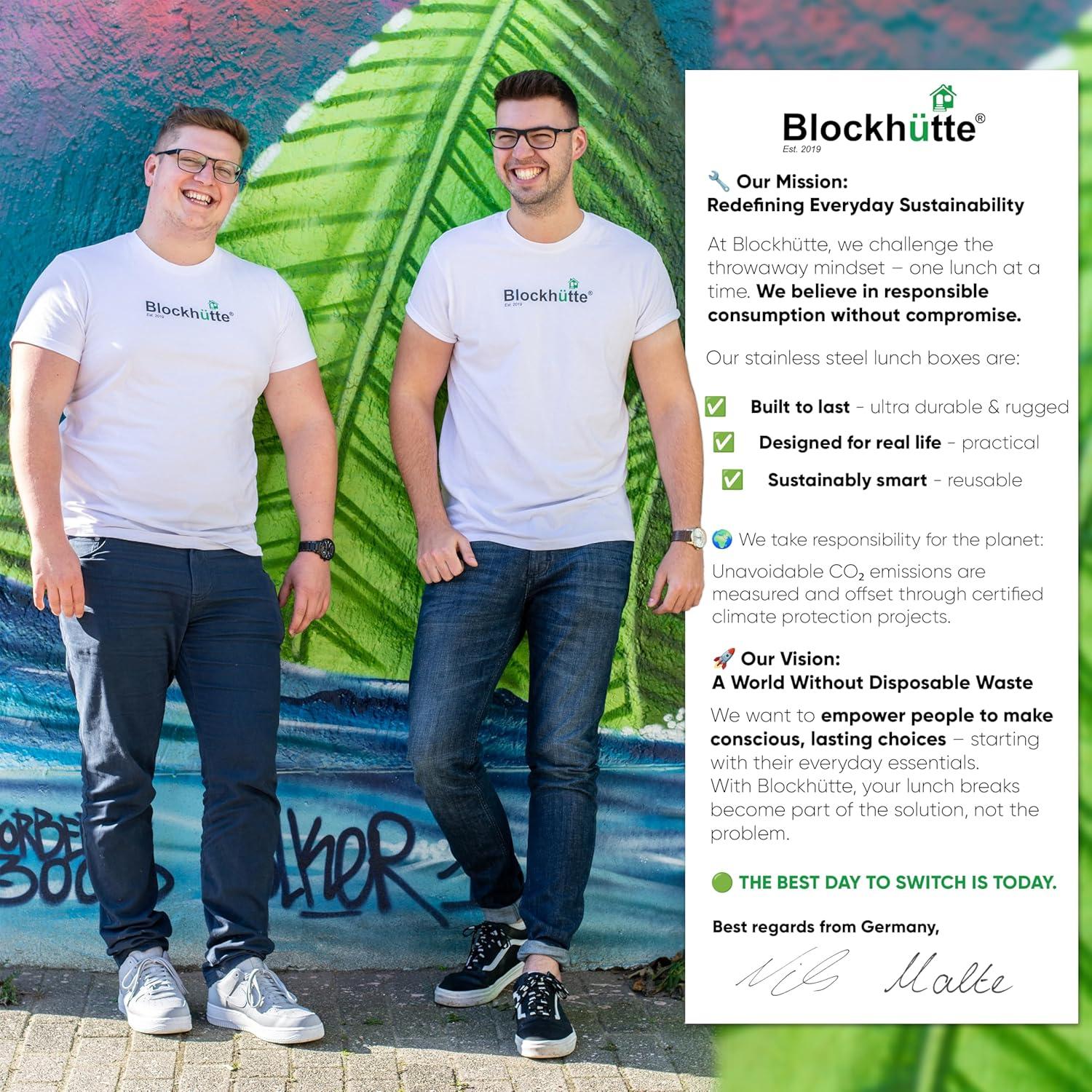 Caja de Almuerzo de Acero Inoxidable Blockhütte 1.4L 3 Compartimentos