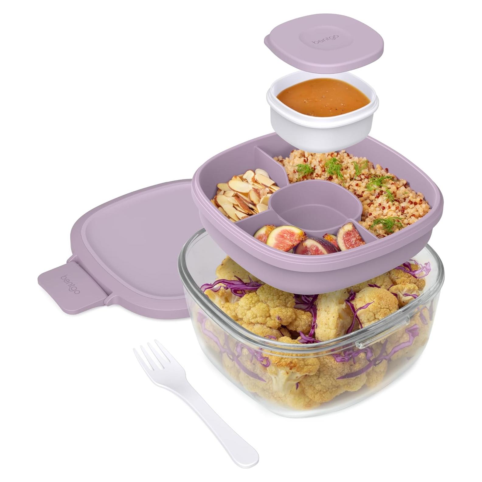 Contenedor de Ensalada de Vidrio Bentgo 1.8 L con Bandeja y Tenedor