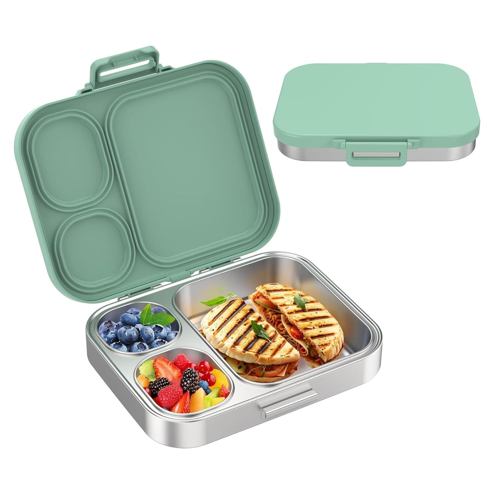 Caja de Almuerzo Pawtong de Acero Inoxidable 3 Compartimentos Verde