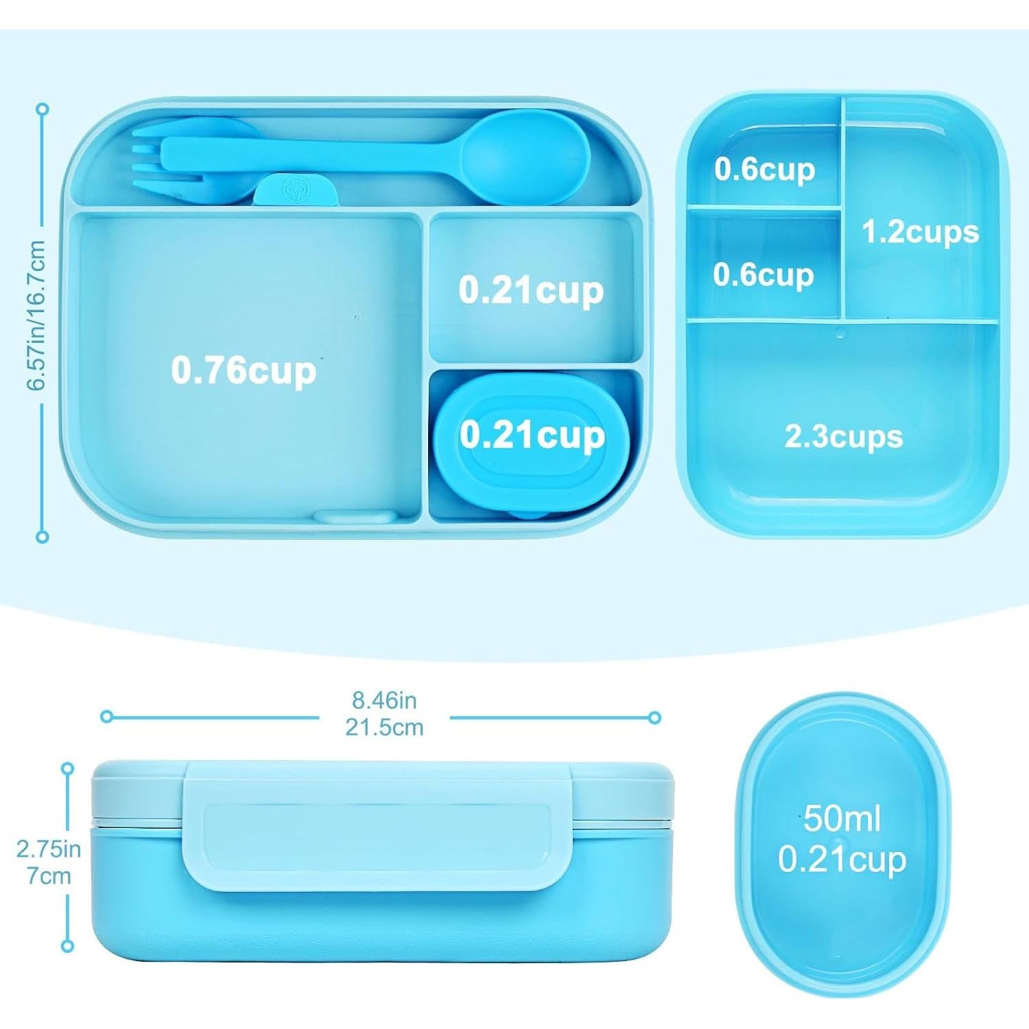 Lonchera Bento Caperci Azul 1.38L a Prueba de Fugas 6 Compartimentos