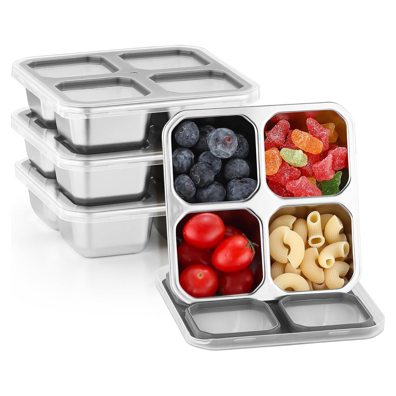 Contenedores de Snack BEFOY de Acero Inoxidable 4 Compartimentos