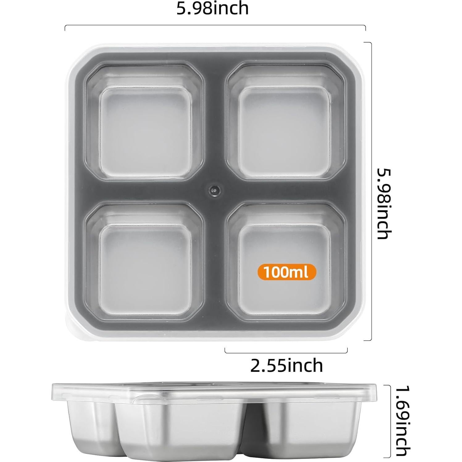 Contenedores de Snack BEFOY de Acero Inoxidable 4 Compartimentos