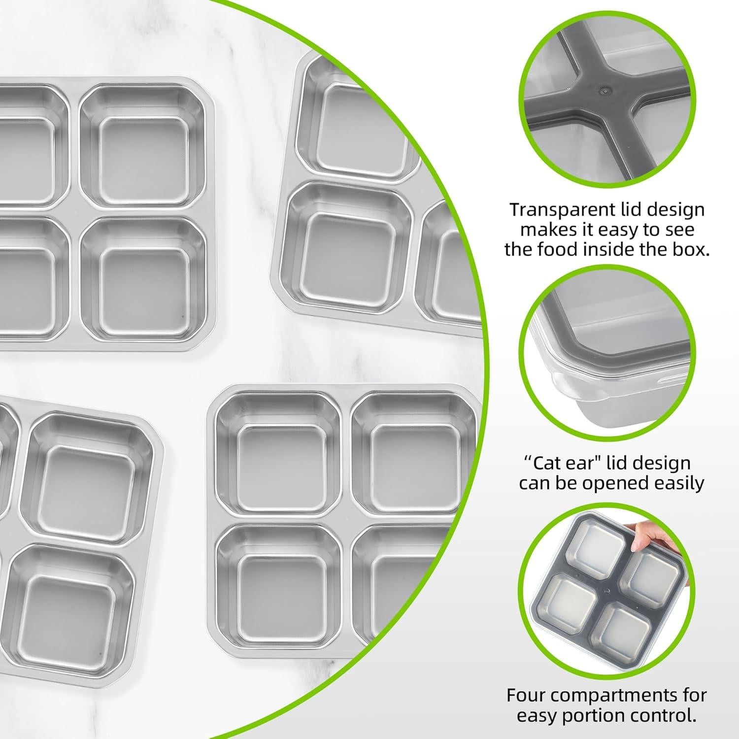 Contenedores de Snack BEFOY de Acero Inoxidable 4 Compartimentos