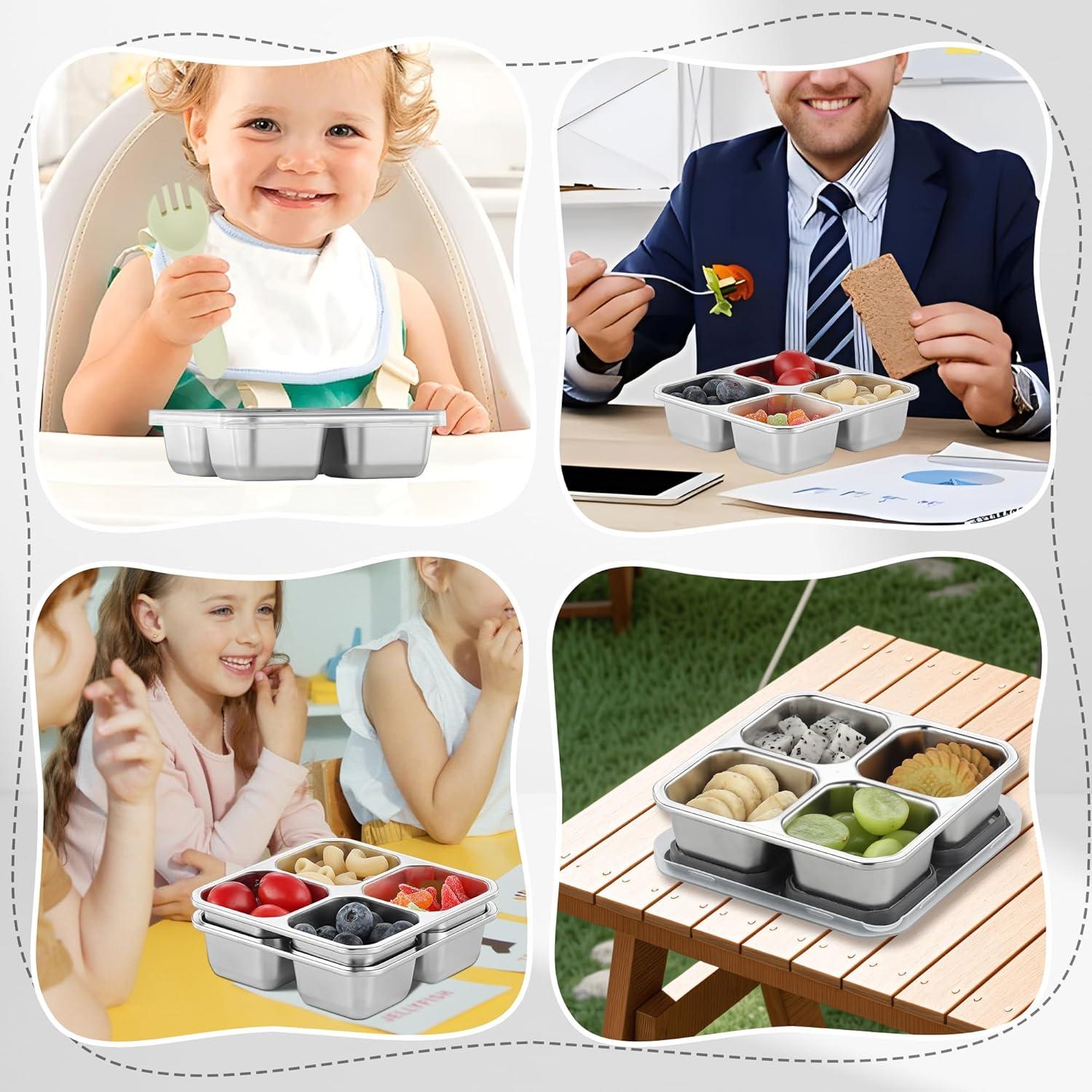 Contenedores de Snack BEFOY de Acero Inoxidable 4 Compartimentos