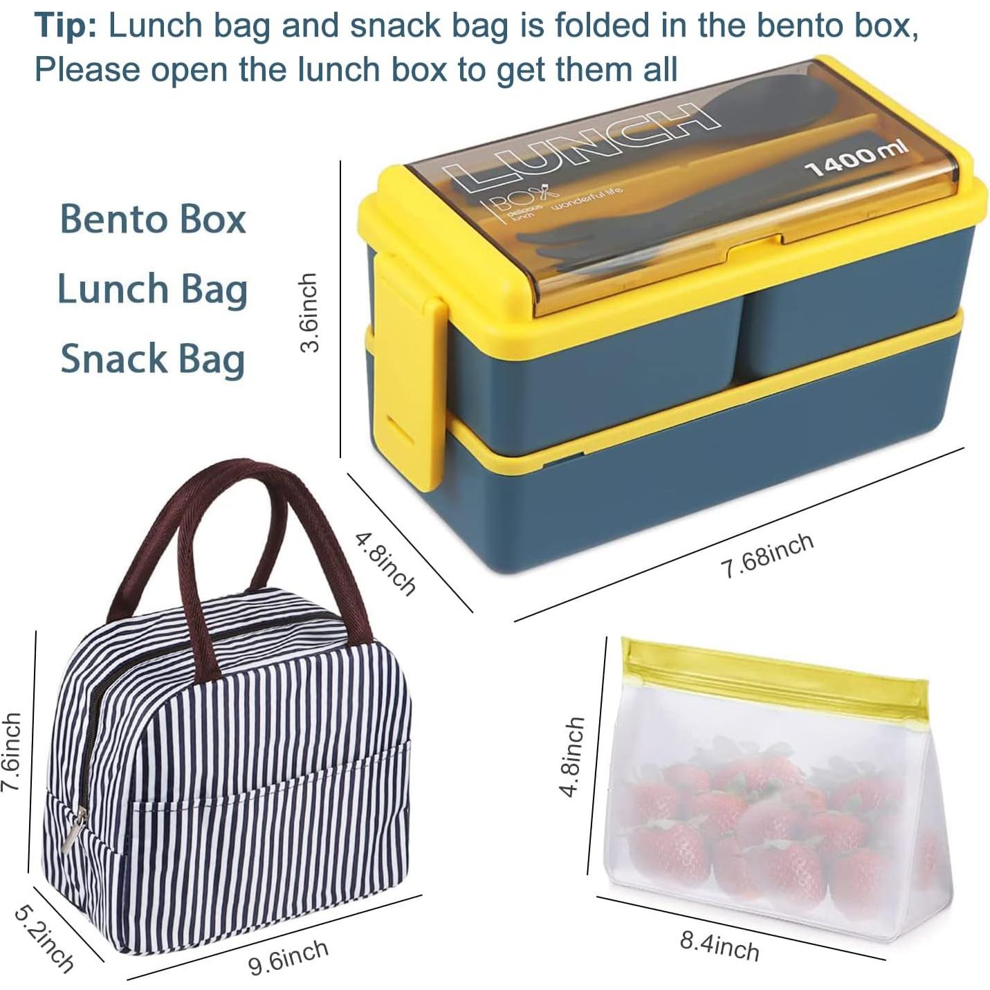 Caja Bento NatraProw 1400ml con Bolsa y Utensilios Azul