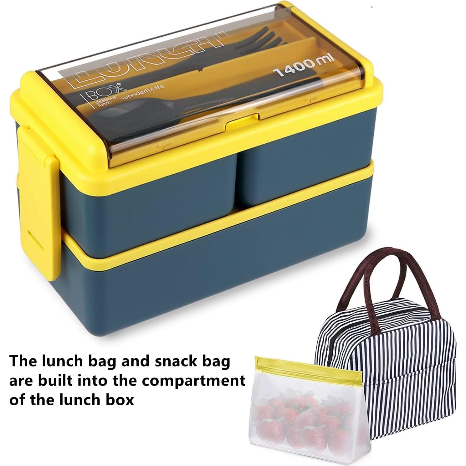 Caja Bento NatraProw 1400ml con Bolsa y Utensilios Azul