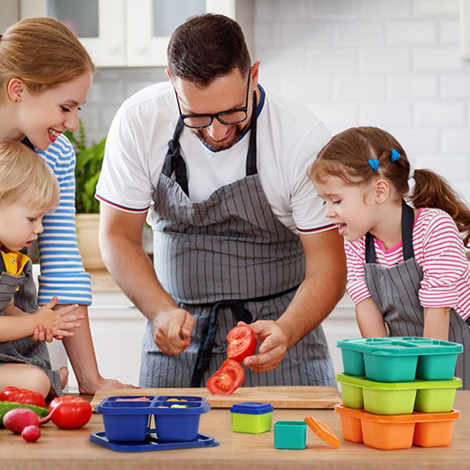 Contenedores de Snack Caperci - 4 Compartimentos y 2 Salsa