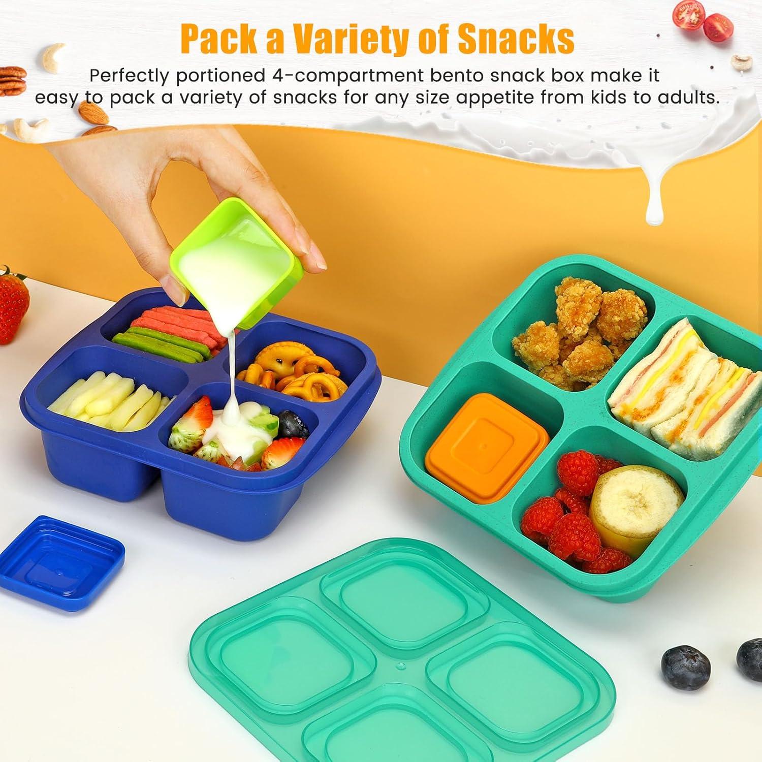 Contenedores de Snack Caperci - 4 Compartimentos y 2 Salsa