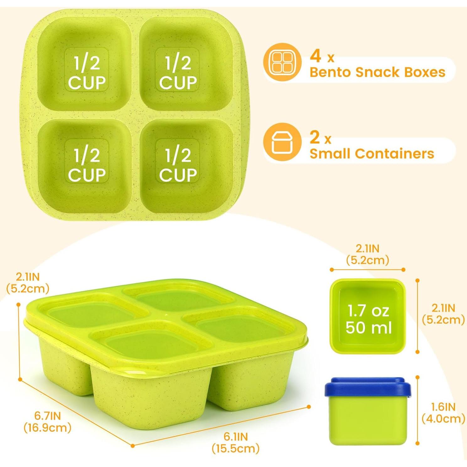 Contenedores de Snack Caperci - 4 Compartimentos y 2 Salsa