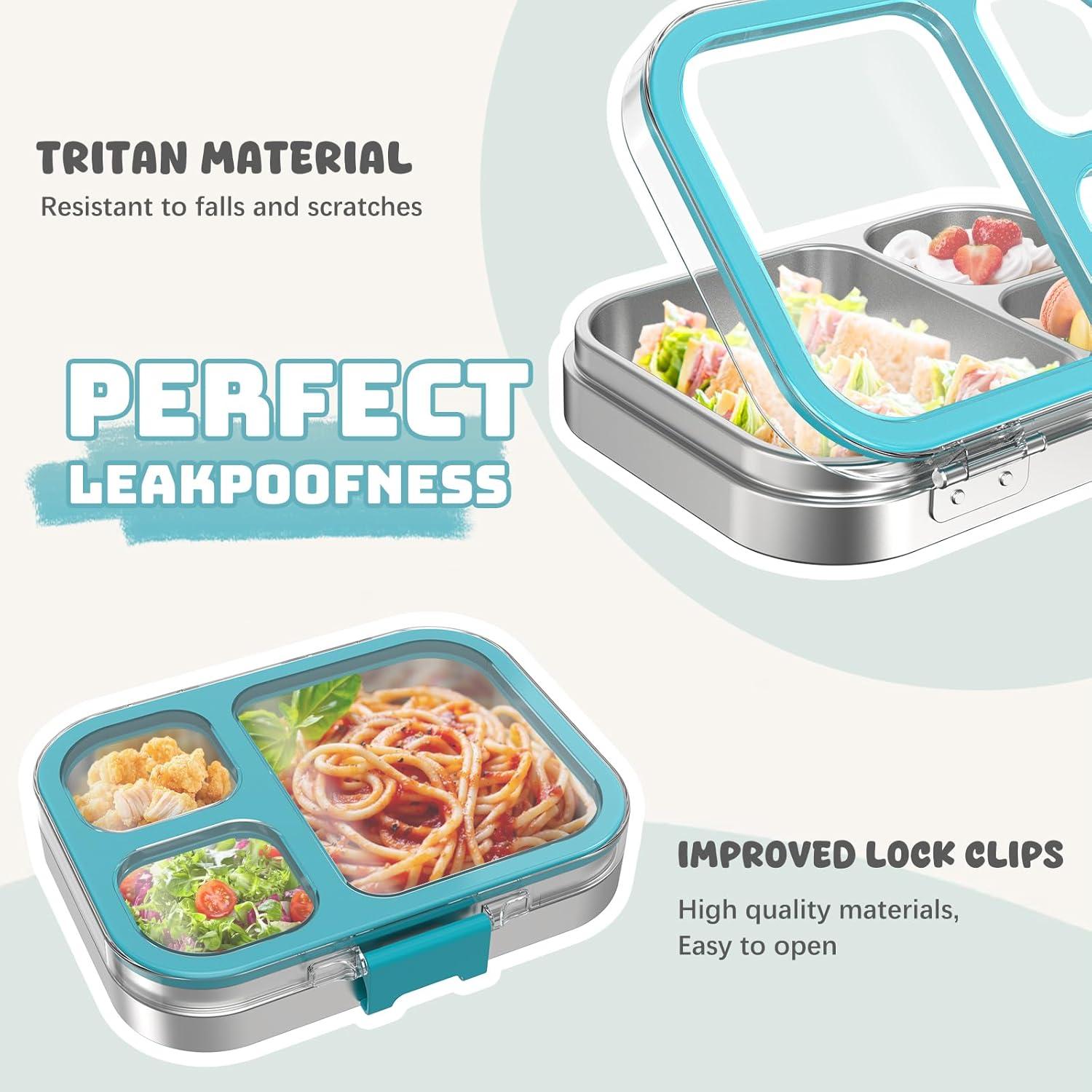 Caja Bento Acero Inoxidable LOHASOK 800ml 3 Compartimentos Azul