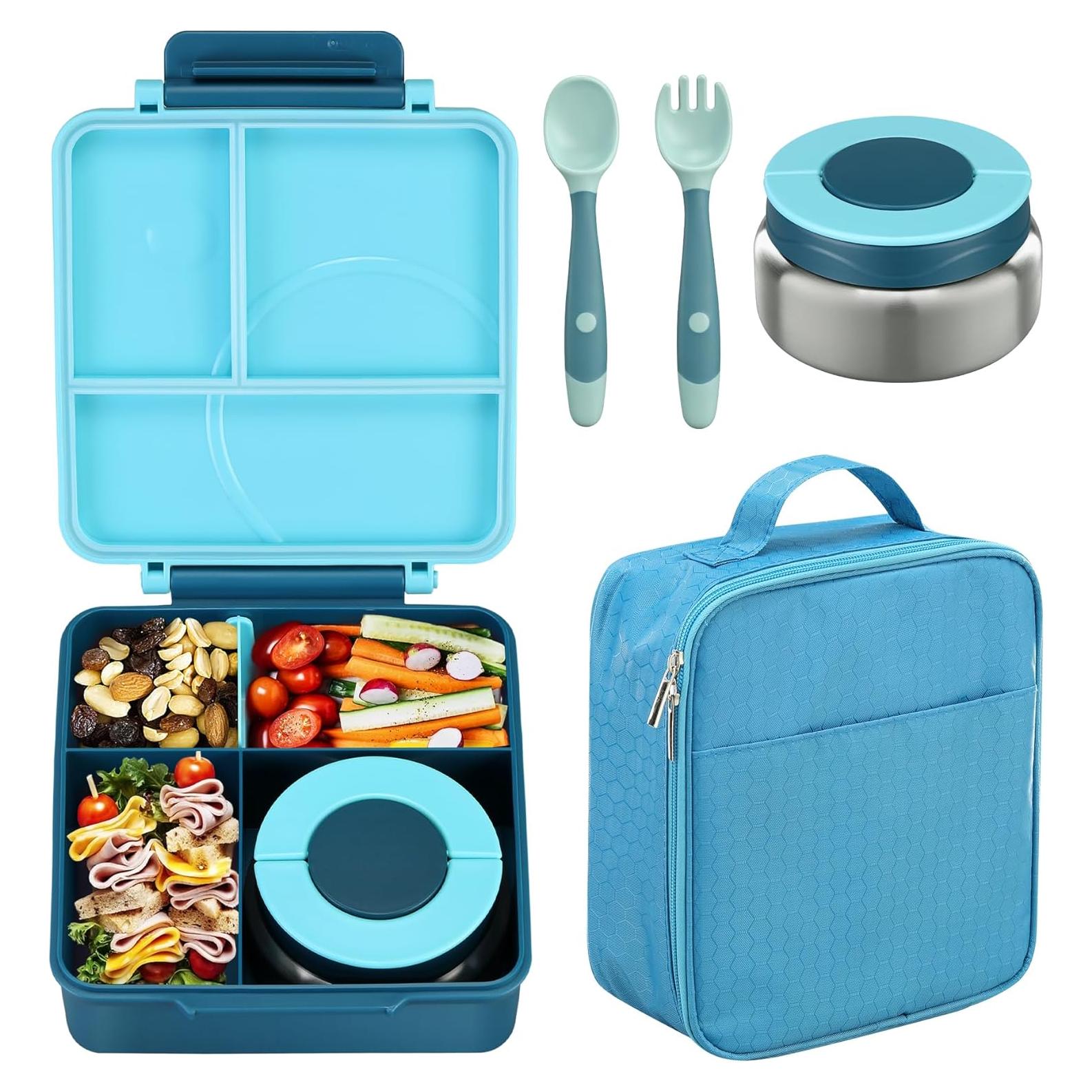 Juego de Almuerzo Bento Howeemo Azul con Termo 227g 4 Compartimentos