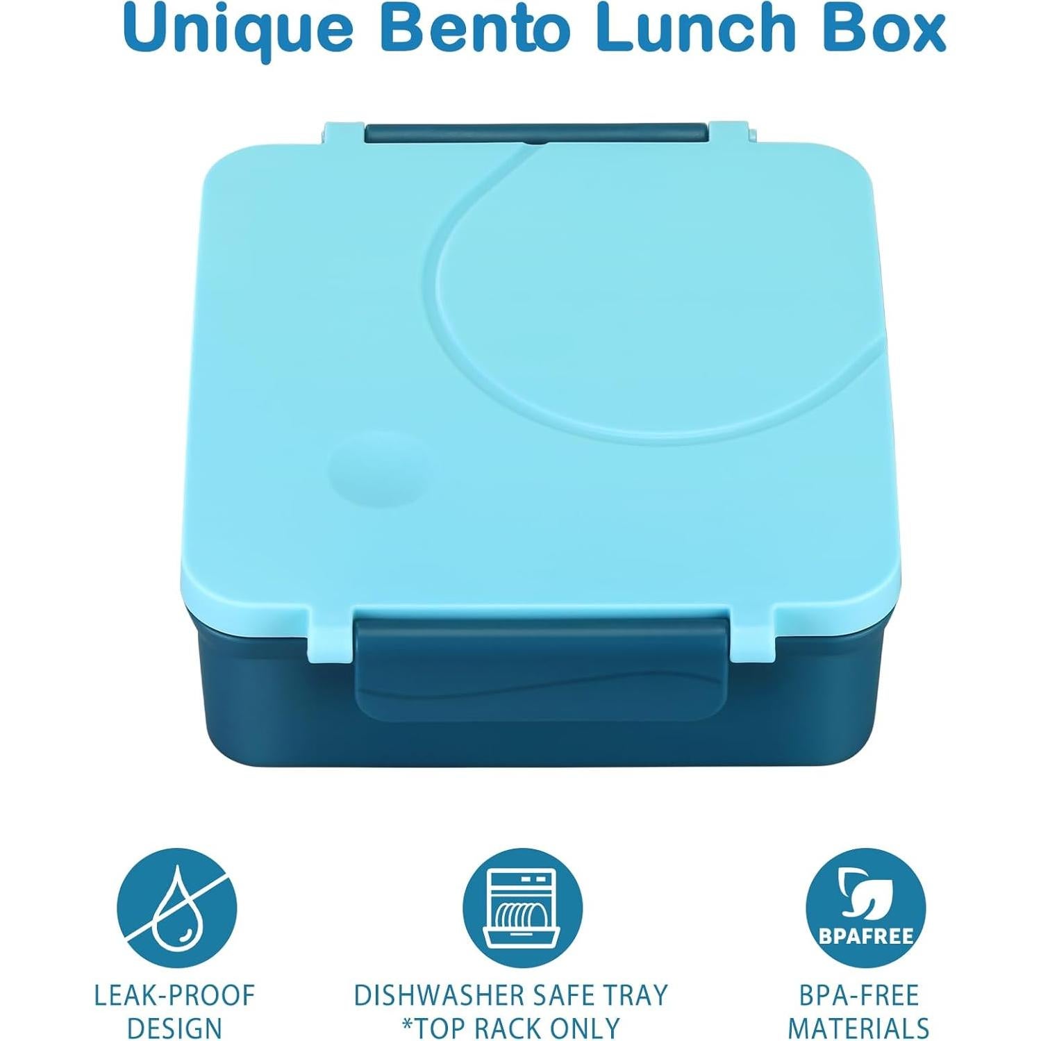 Juego de Almuerzo Bento Howeemo Azul con Termo 227g 4 Compartimentos